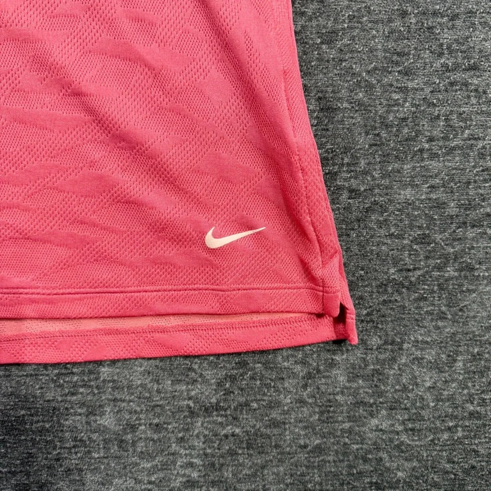 Nike Womens Dri-FIT Sleeveless Golf Polo Pink Jacquard Top DA3251-622 Large